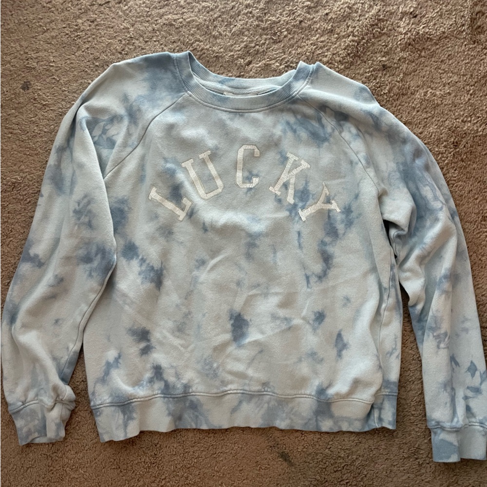 Medium lucky brand blue tie dye crewneck